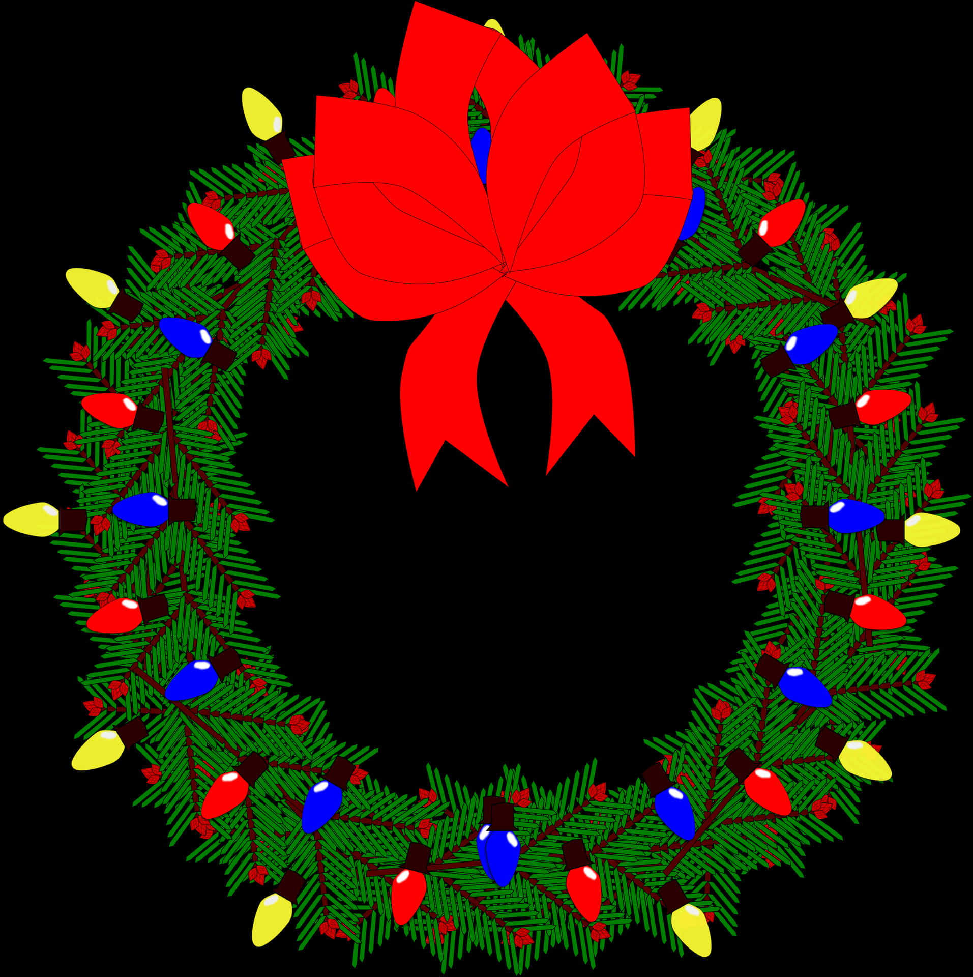 Download Christmas Wreathwith Lightsand Red Bow | Wallpapers.com