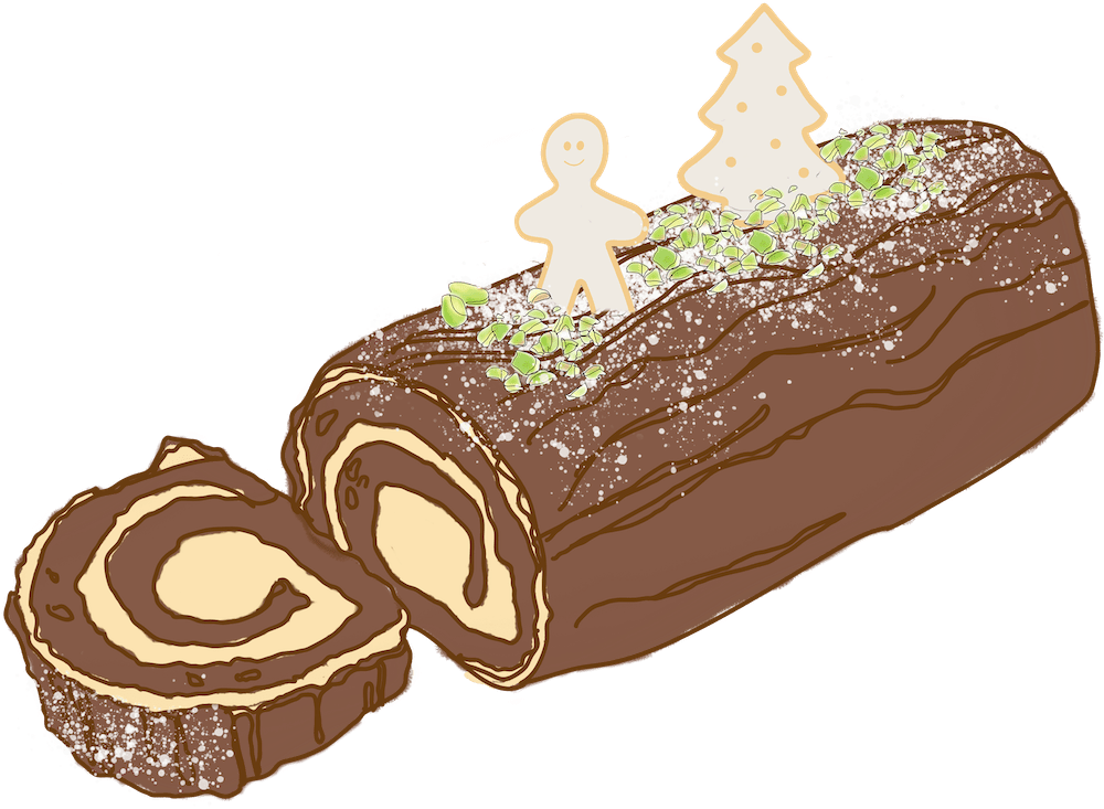 Christmas Yule Log Cake Illustration PNG