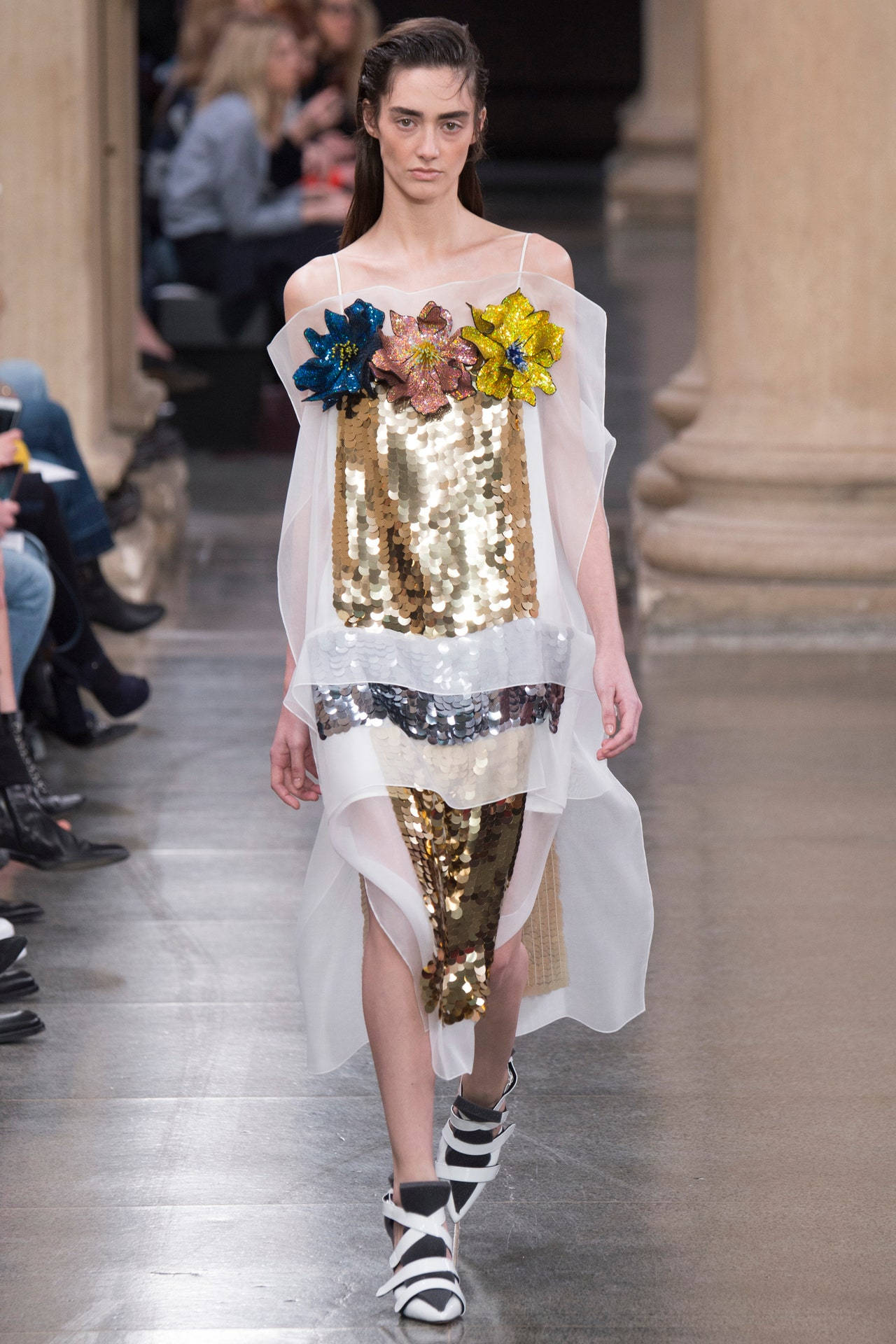 Christopher Kane Gold Sheer Sequined Dress Wallpaper