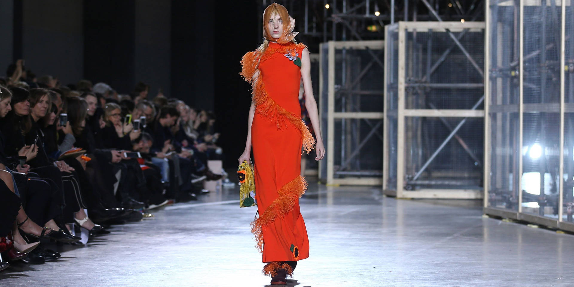 Christopher Kane Red Dress With Feathers Wallpaper