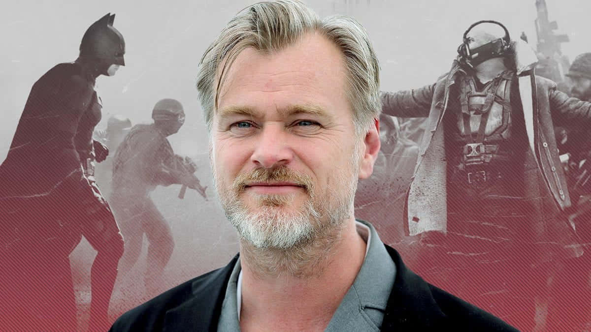 Een Candid Portret Van Christopher Nolan Achtergrond