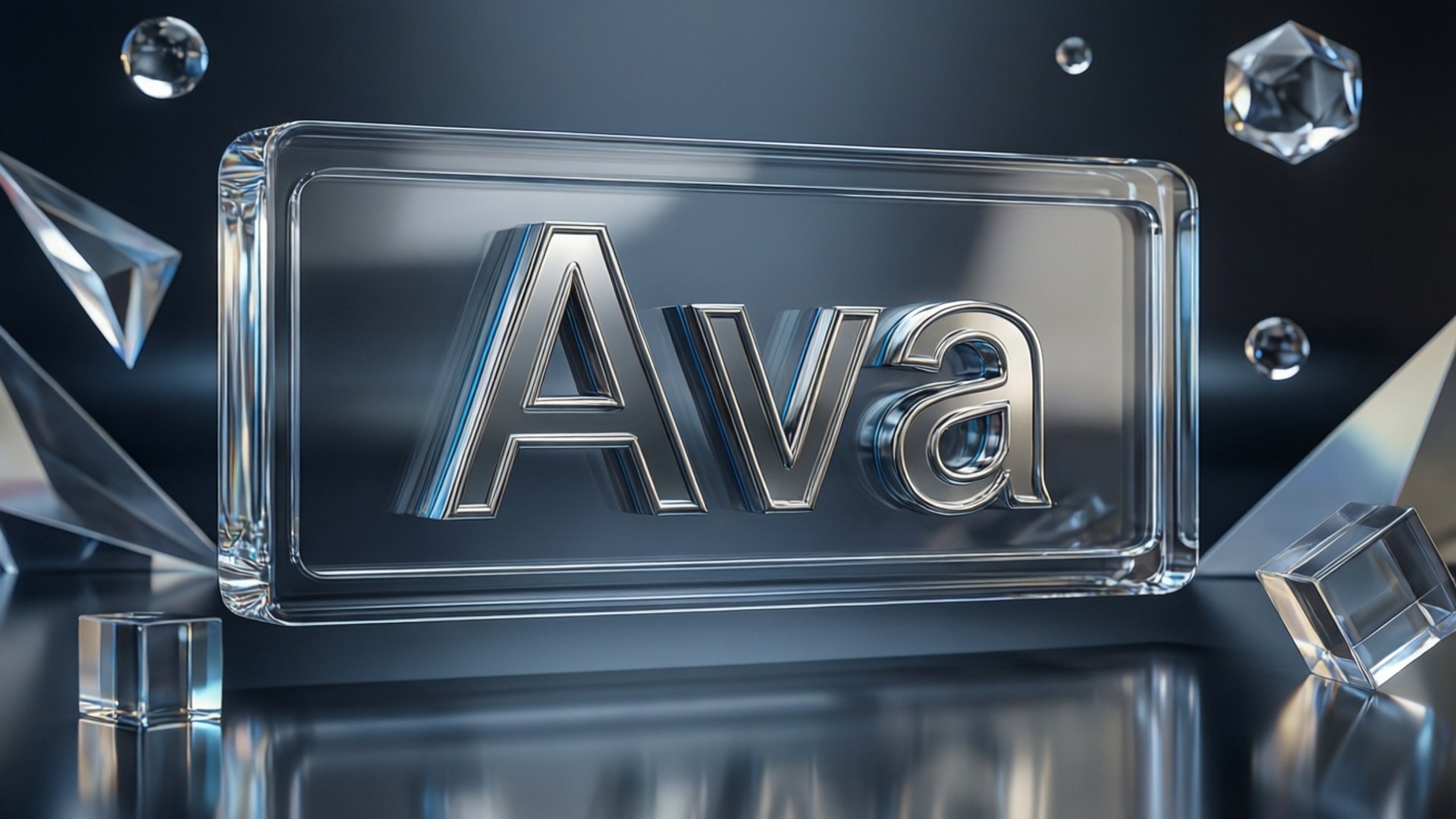 Targhetta cromata futuristica 'Ava' in render 3D