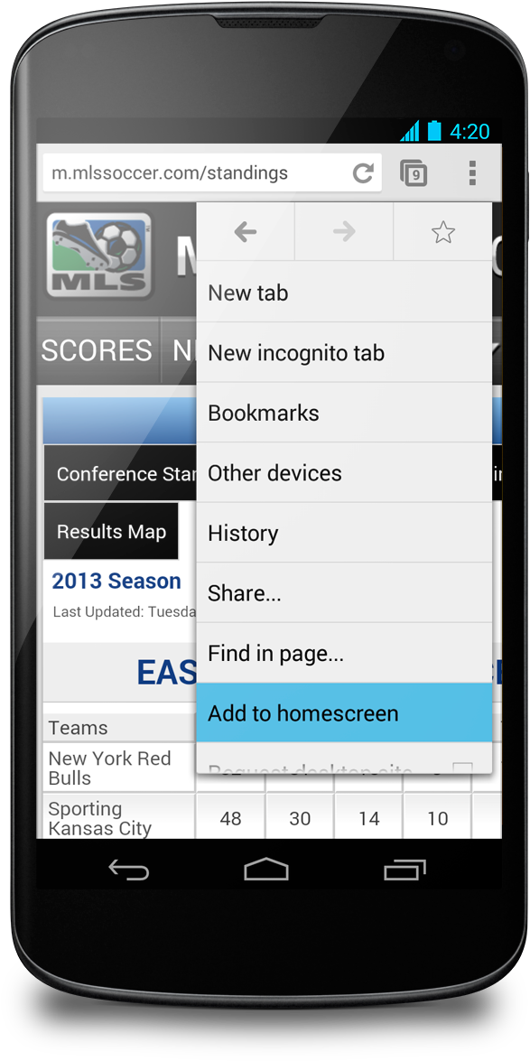 Chrome Mobile Addto Homescreen Option PNG