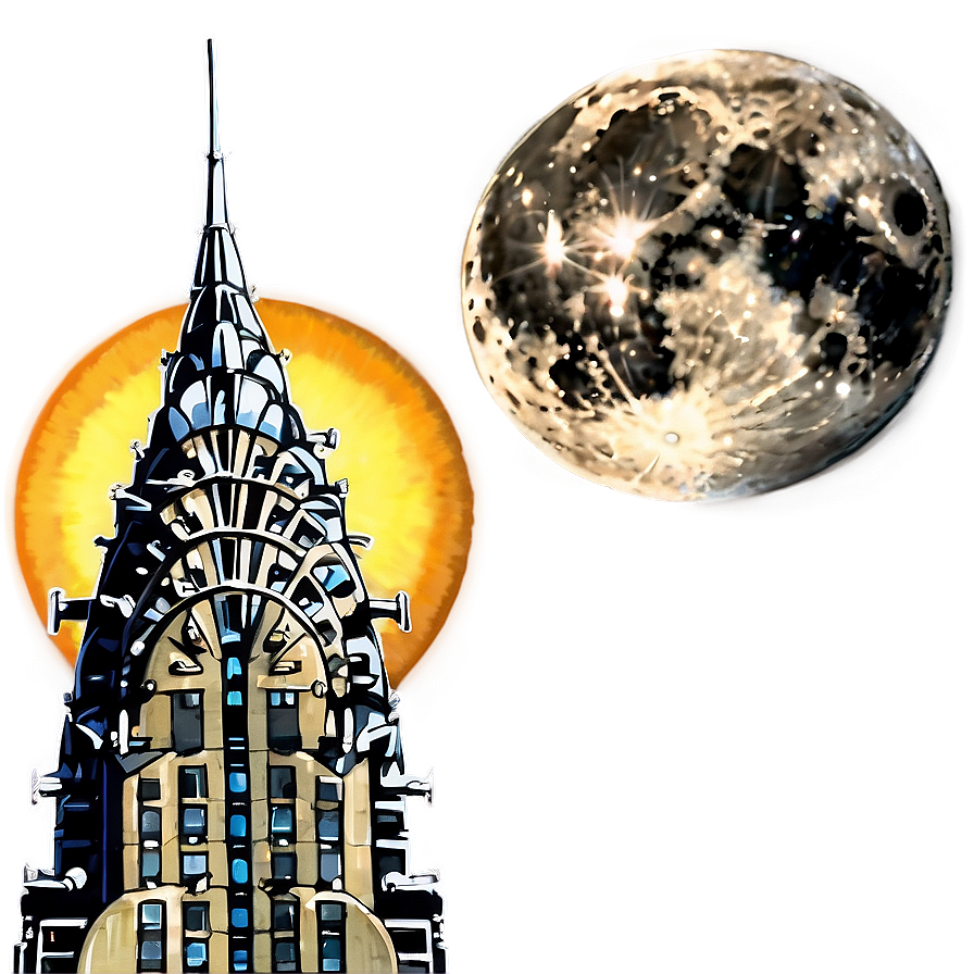 Chrysler Building With Moon Png 06252024 PNG