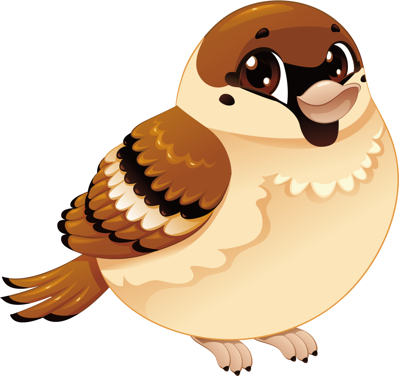 Chubby Cartoon Sparrow PNG