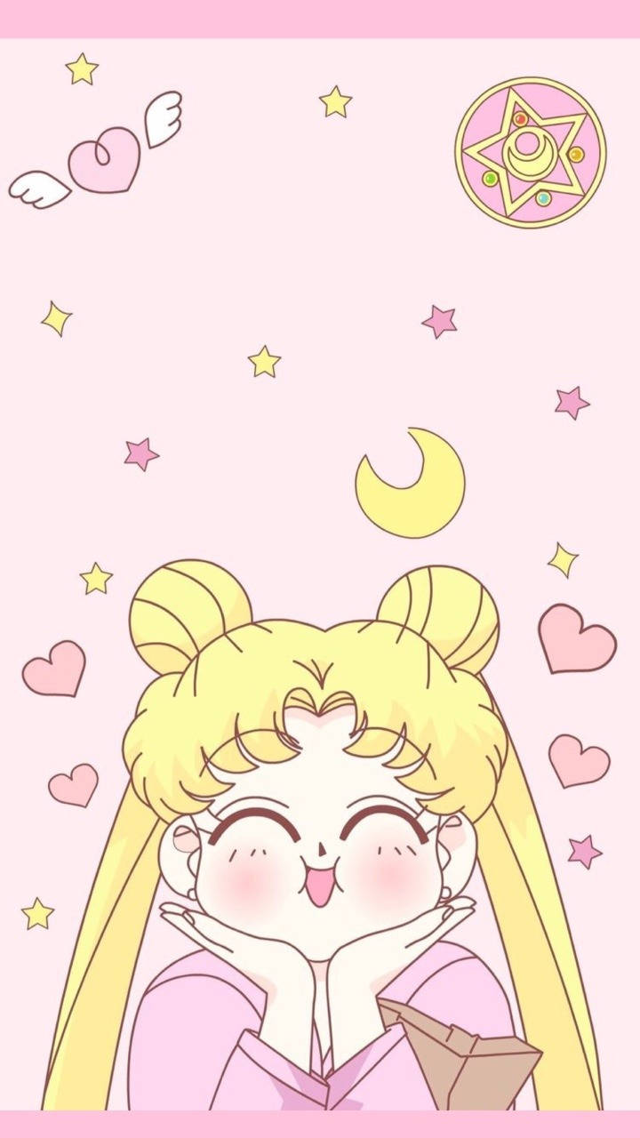Chubby Sailor Moon Aesthetic Pink Anime Wallpaper