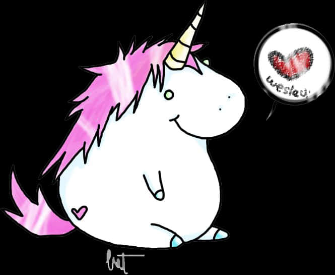 Chubby_ Unicorn_ Love_ Bubble PNG