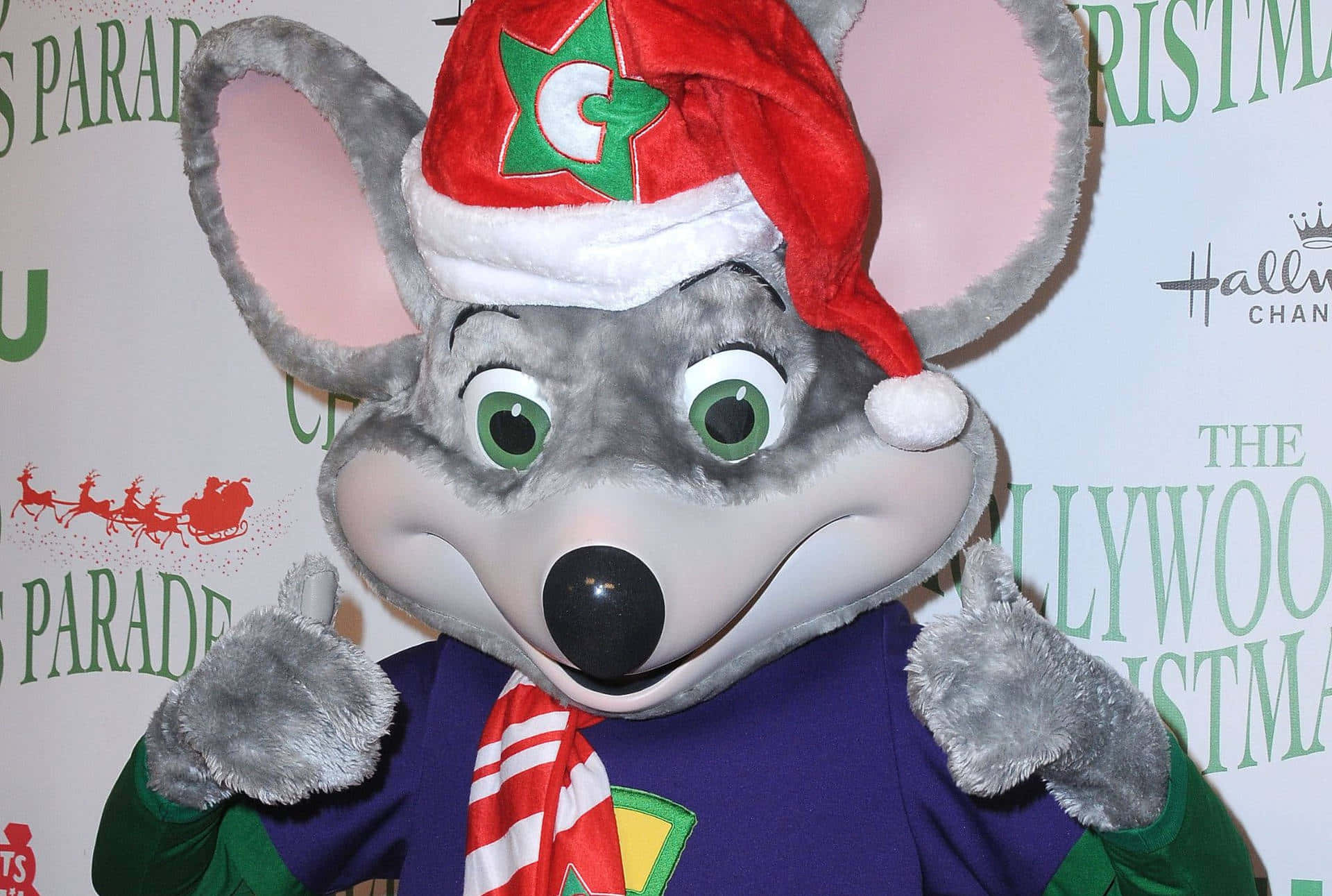 A Mouse Mascot Is Posing For A Picture
