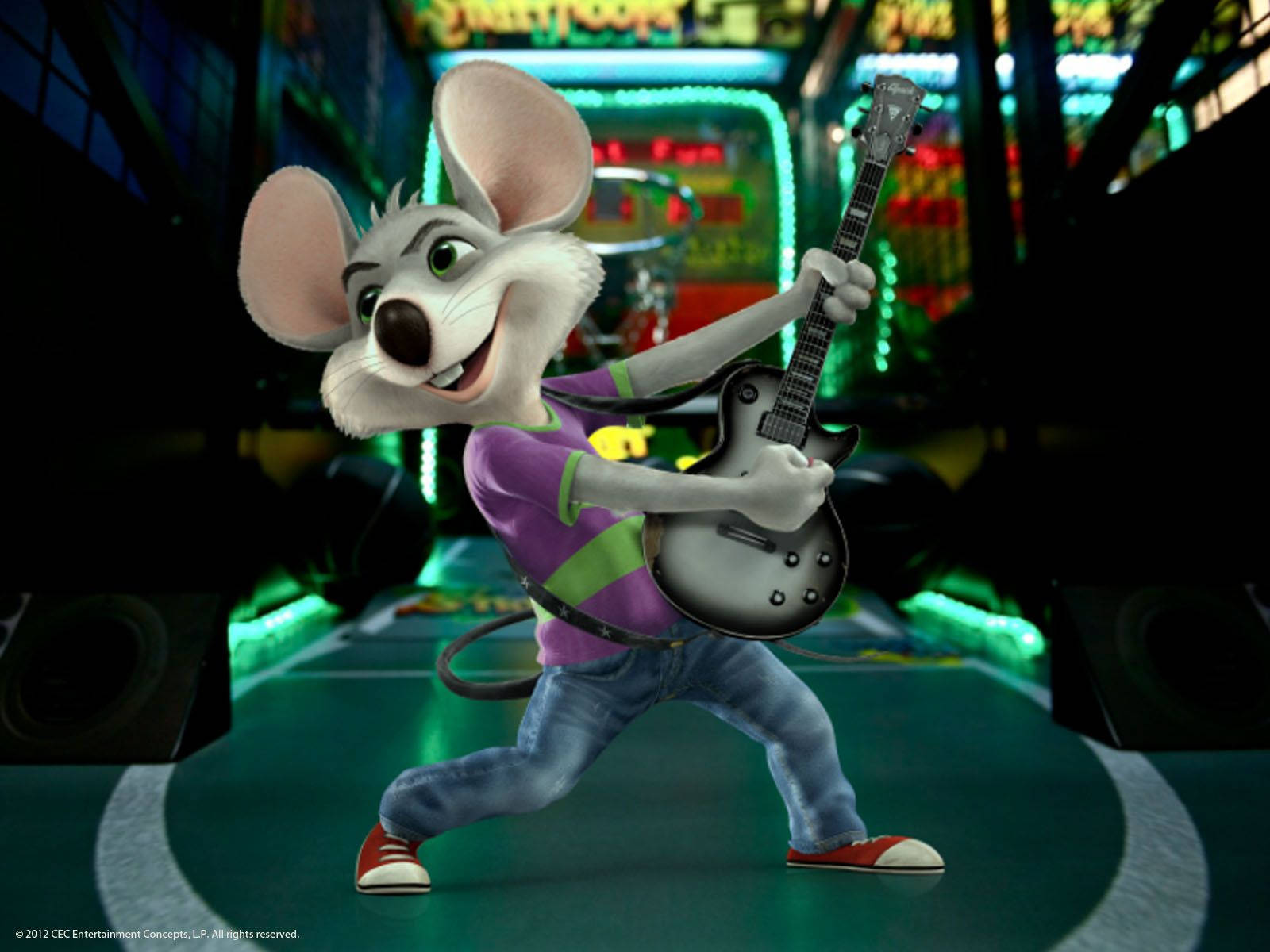 Chuck E Cheese Character With Guitar Wallpaper