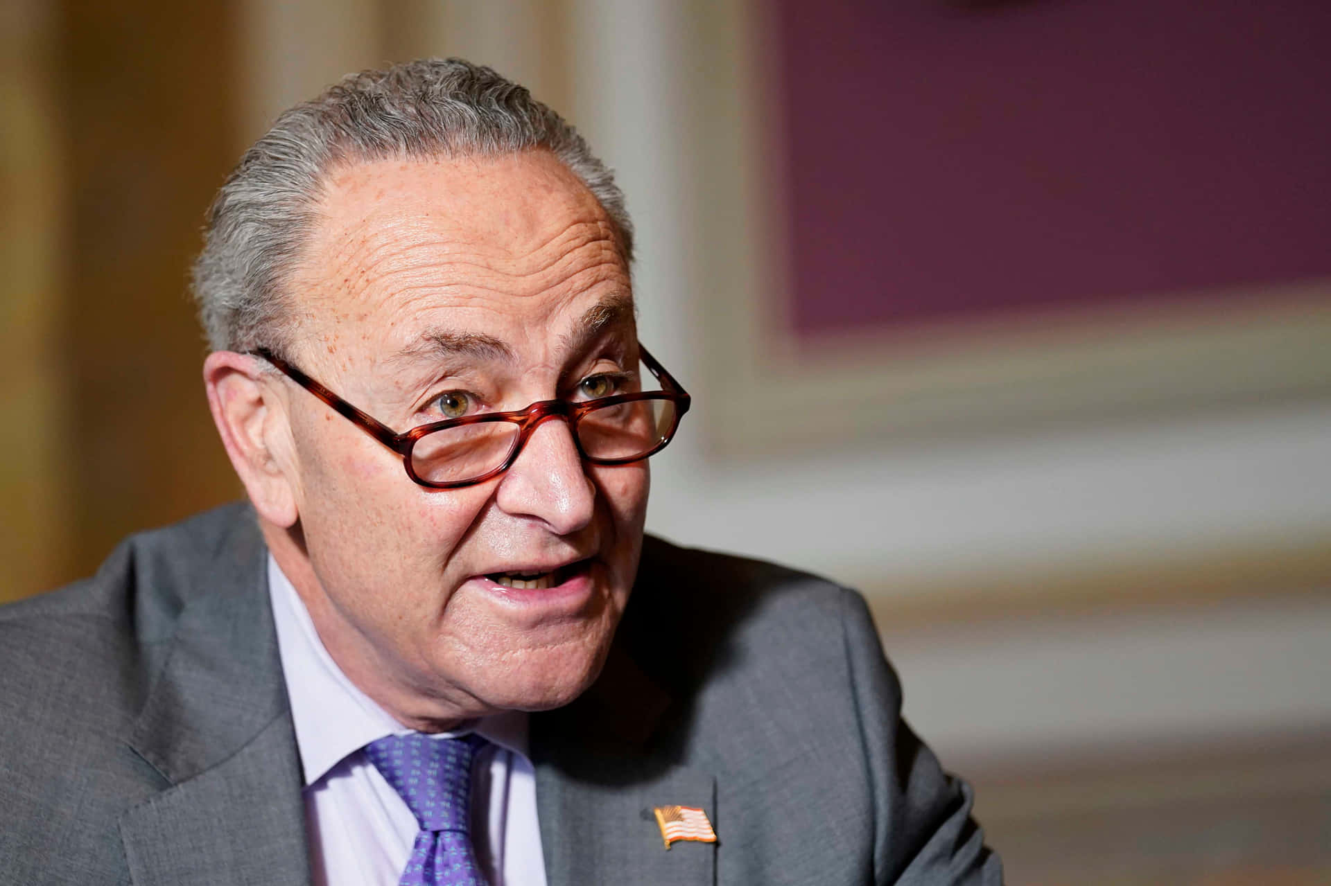 Chuck Schumer Puhuu Lähikuvassa Taustakuva