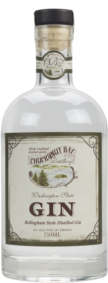 Chuckanut Bay Distilled Gin Bottle PNG