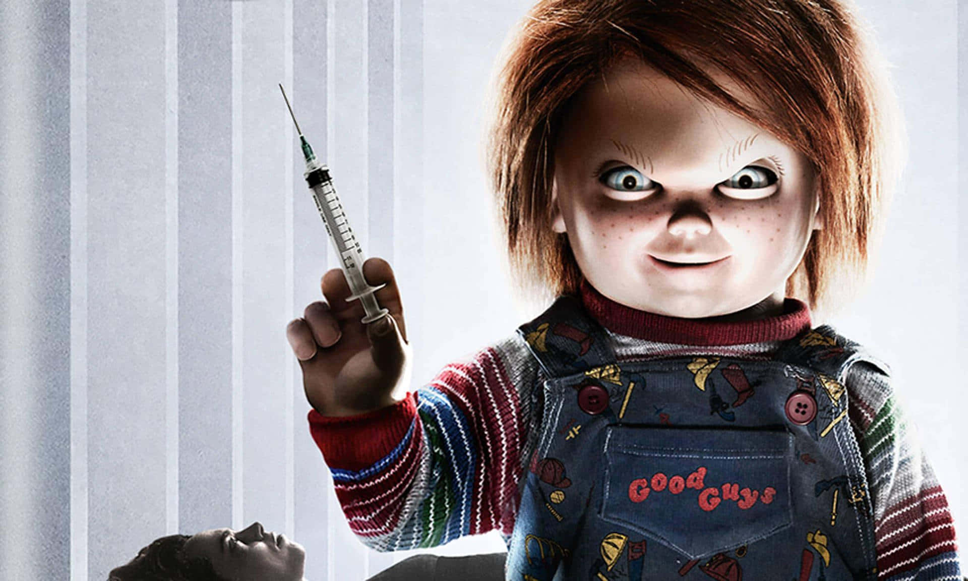 Chucky Doll Holding An Injection Wallpaper