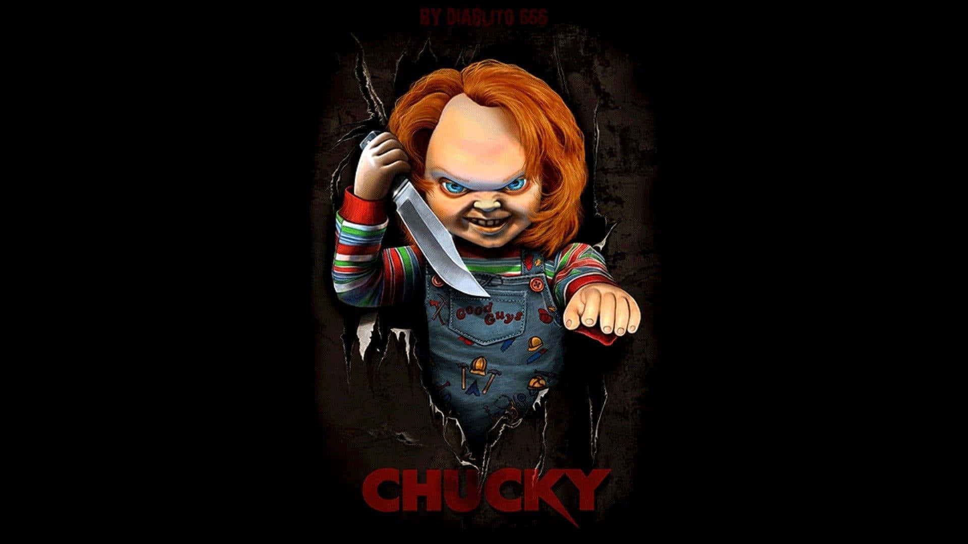 Muñecode Chucky Sosteniendo Un Cuchillo. Fondo de pantalla