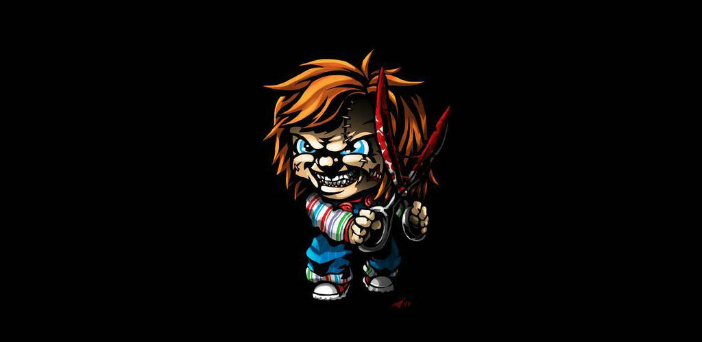 Chucky Holding Bloody Scissors Background