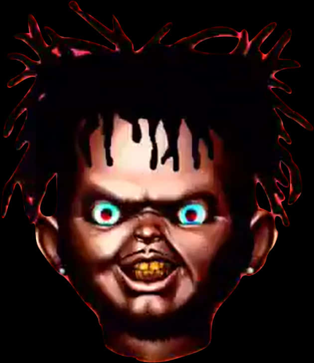 Chucky Horror Character Glowing Eyes PNG