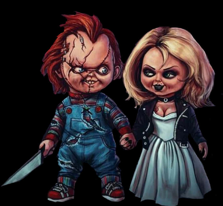 Chuckyand Tiffany Cartoon Horror PNG