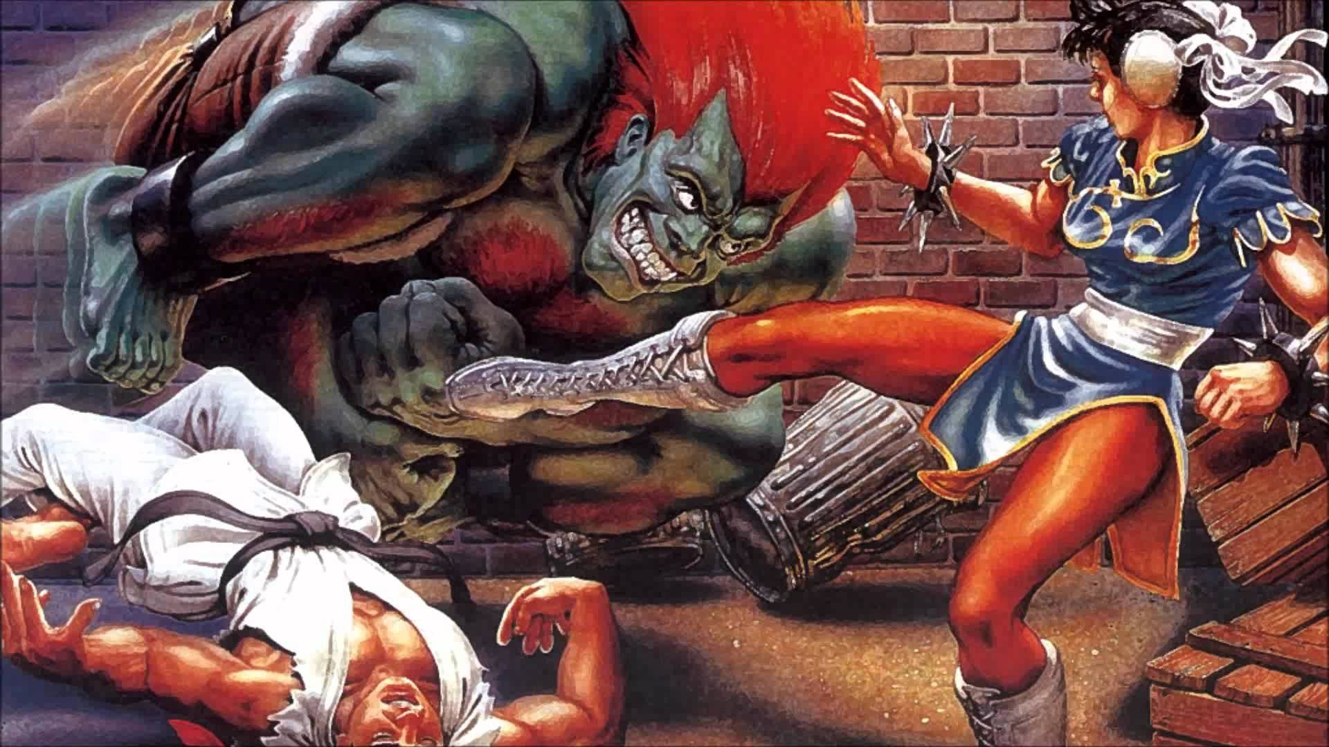 Chun Li Kicking Blanka Street Fighter