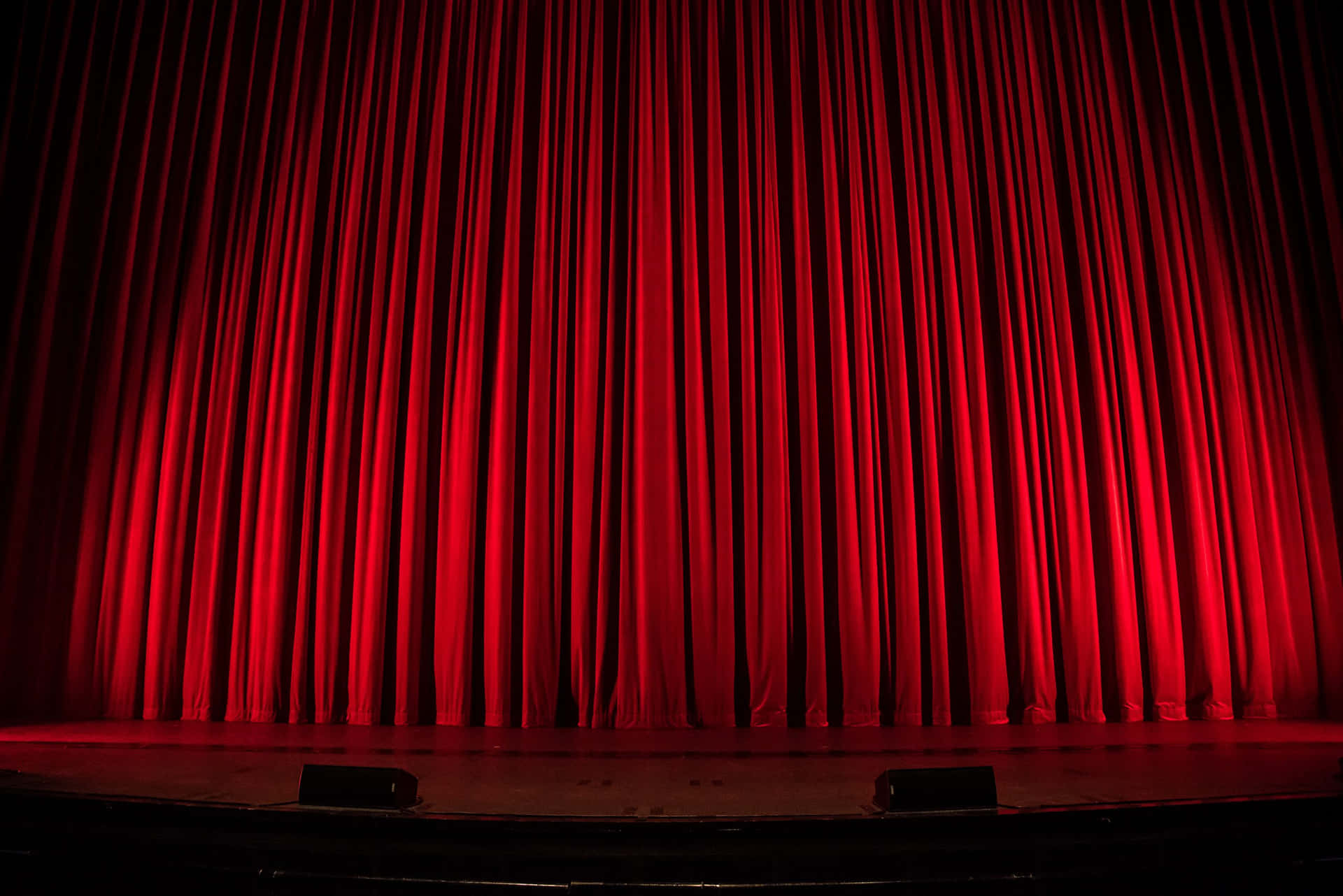 Red Curtain In The Stage
