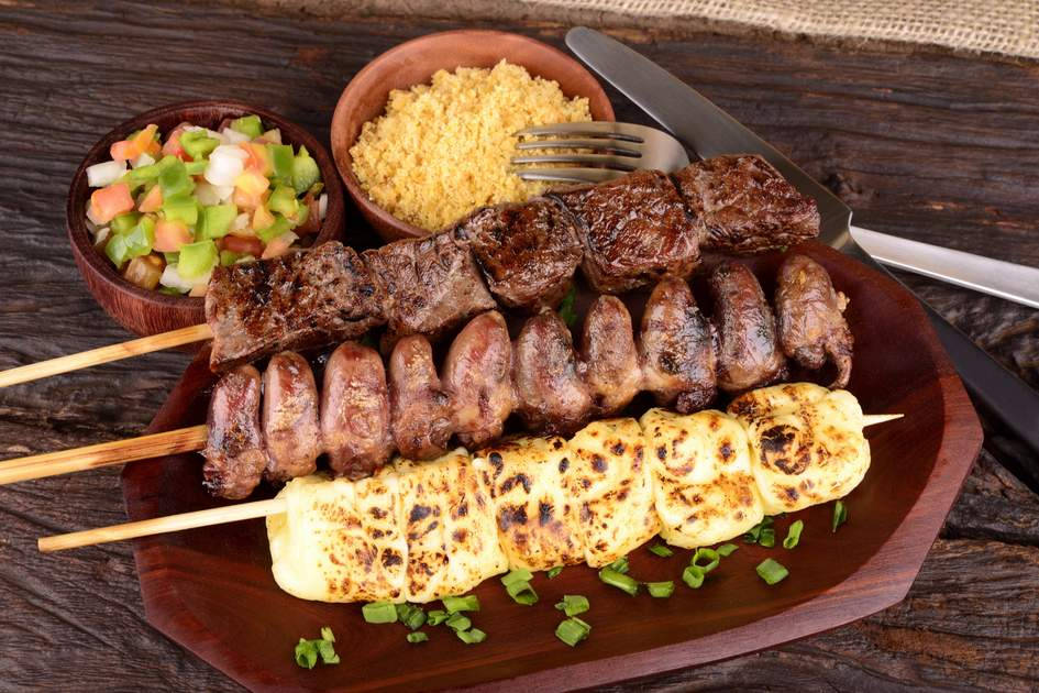 Delicious Churrasco Grilled on Skewers Wallpaper