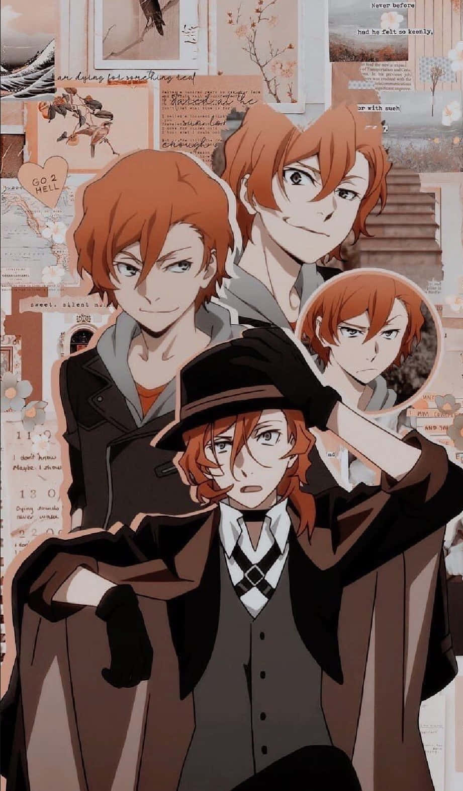 Chuuya Nakahara - An Intense Gaze Amidst Flames Wallpaper