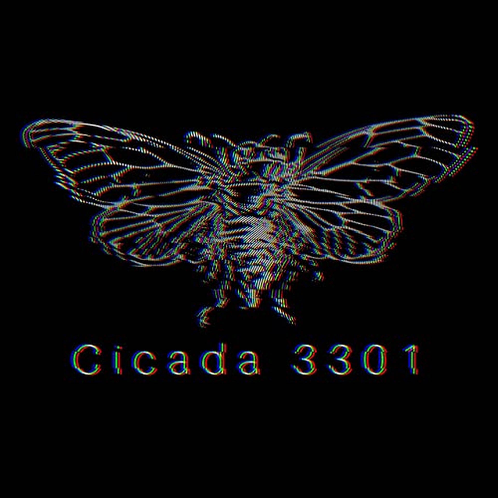 Mysterious Cicada 3301 with Glitch Effect Wallpaper