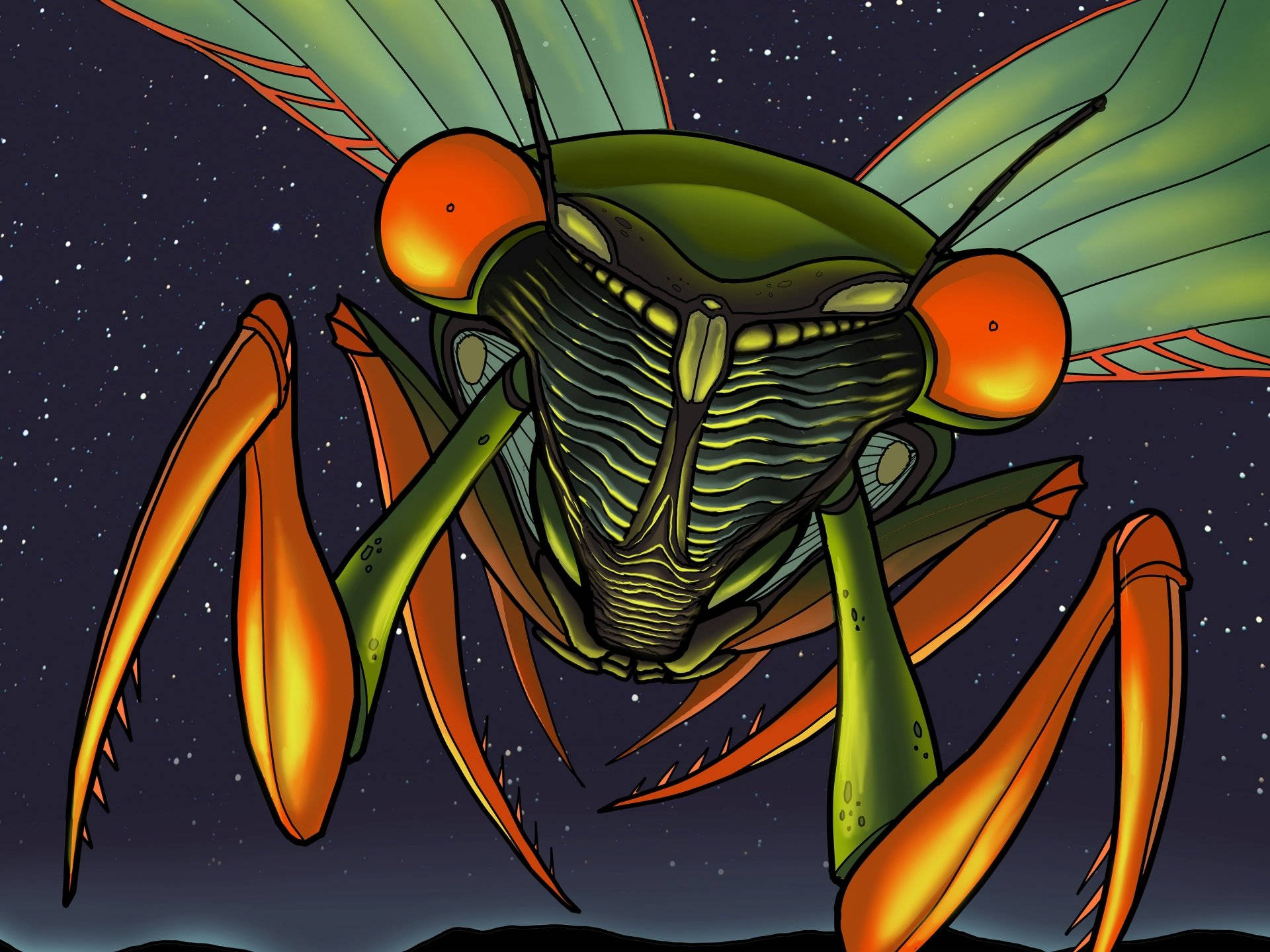 Cicada Close-Up Art Wallpaper