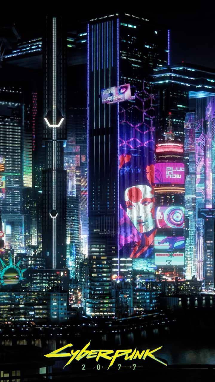 Cidade Noturna Futurista Cyberpunk 2077 Para Iphone Papel de Parede