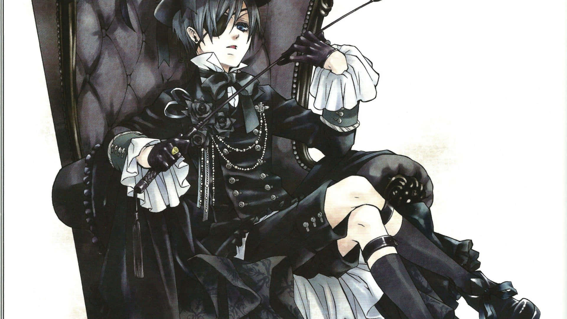 Ciel Phantomhive, the enigmatic young noble of the Phantomhive family Wallpaper