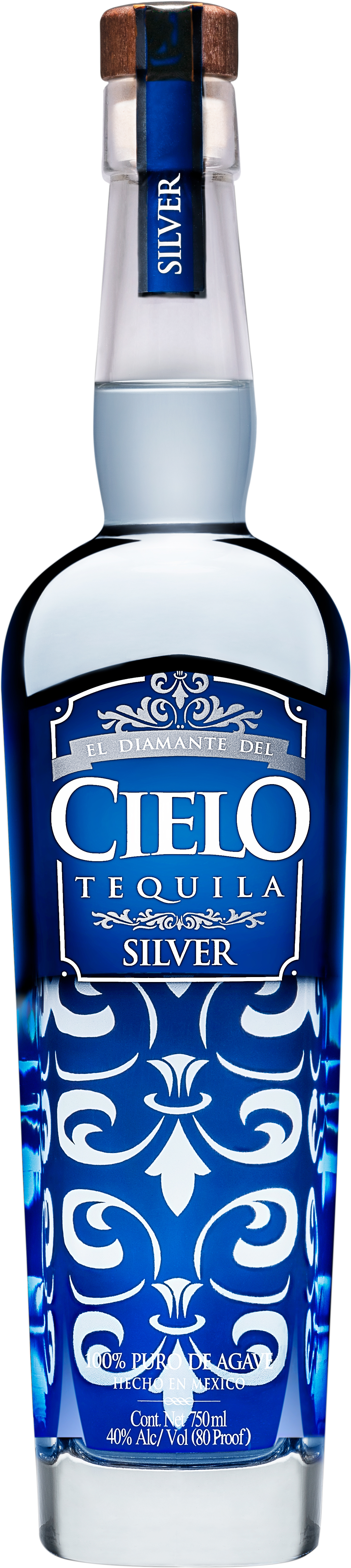 Cielo Tequila Silver Bottle PNG