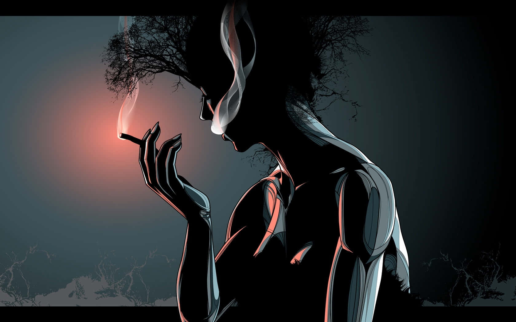 Zigarettrauchendes Animiertes Mädchenbild