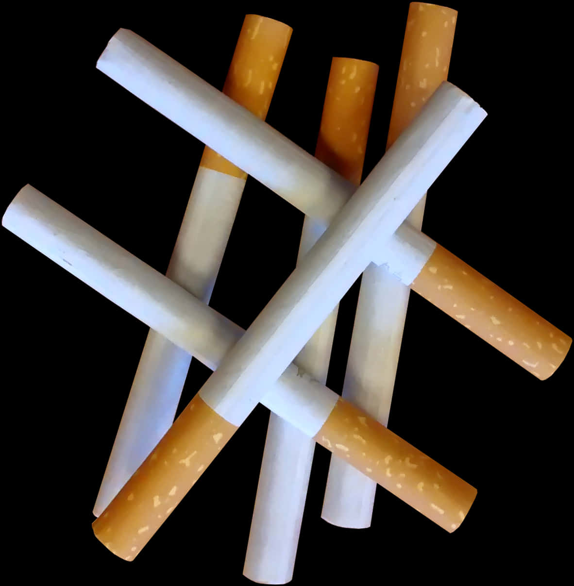 Cigarettes Intertwinedon Black Background PNG