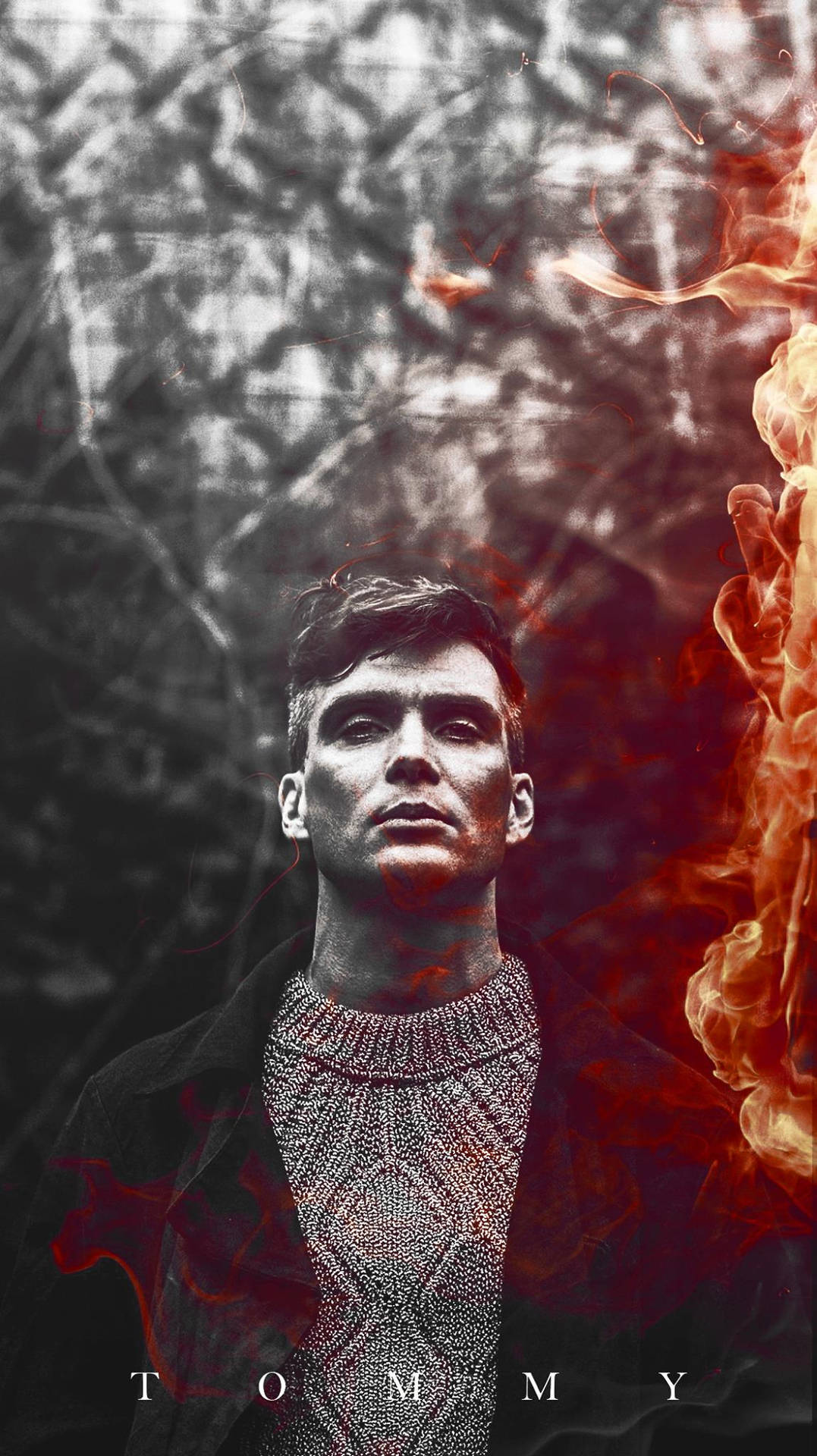 Cillian Murphy Flaming Poster Background