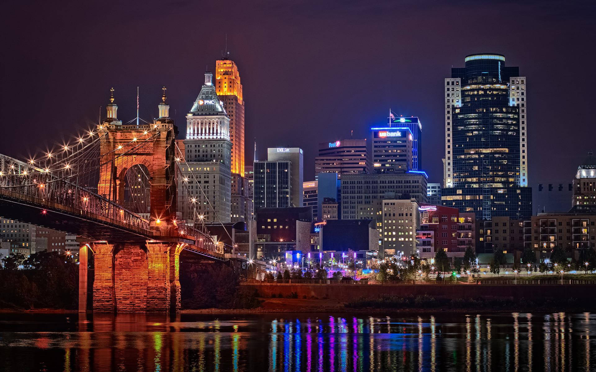 Cincinnati Ohio During The Night Background