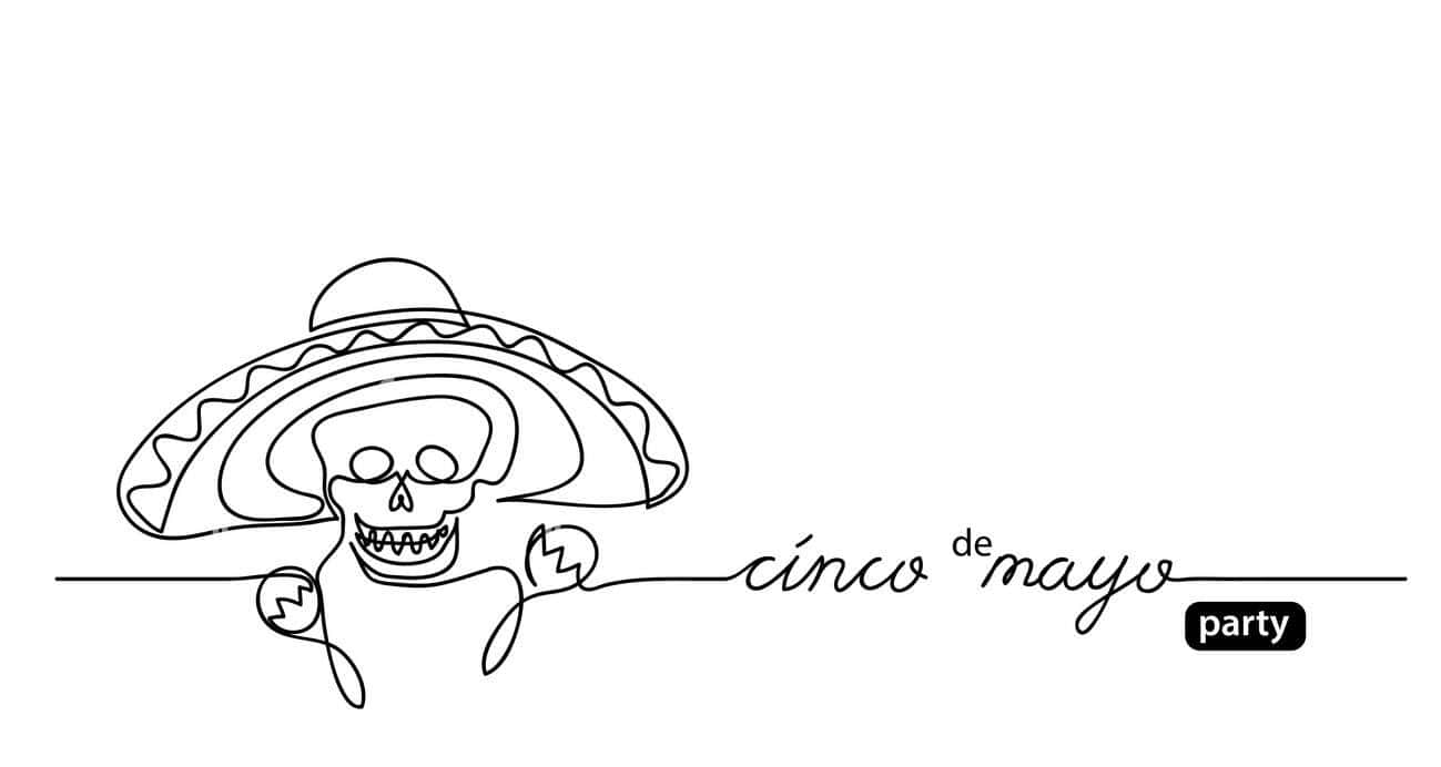 Mexican Hat Over Skull Cinco De Mayo Background