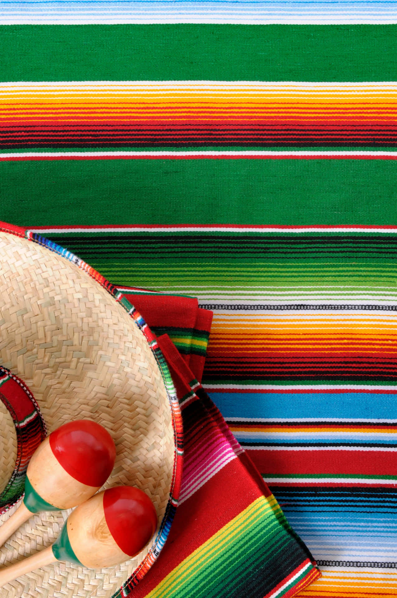 Woven Sombrero And Maracas Cinco De Mayo Background