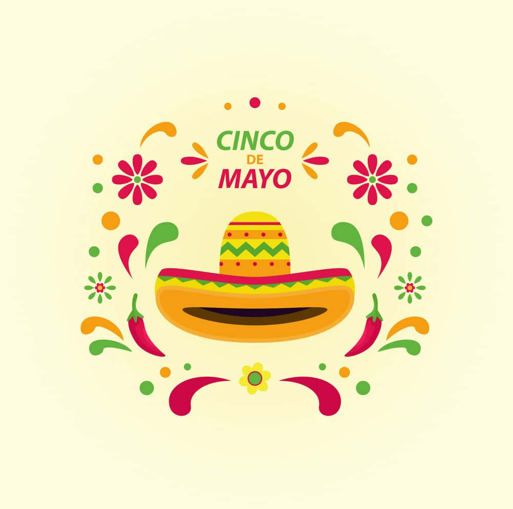 Mexican Hat With Flowers Cinco De Mayo Background