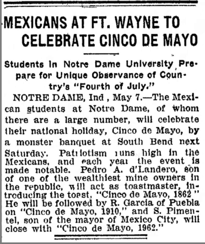Einzeitungsartikel Über Mexikaner In Fort Wayne, Die Den Cinco De Mayo Feiern.