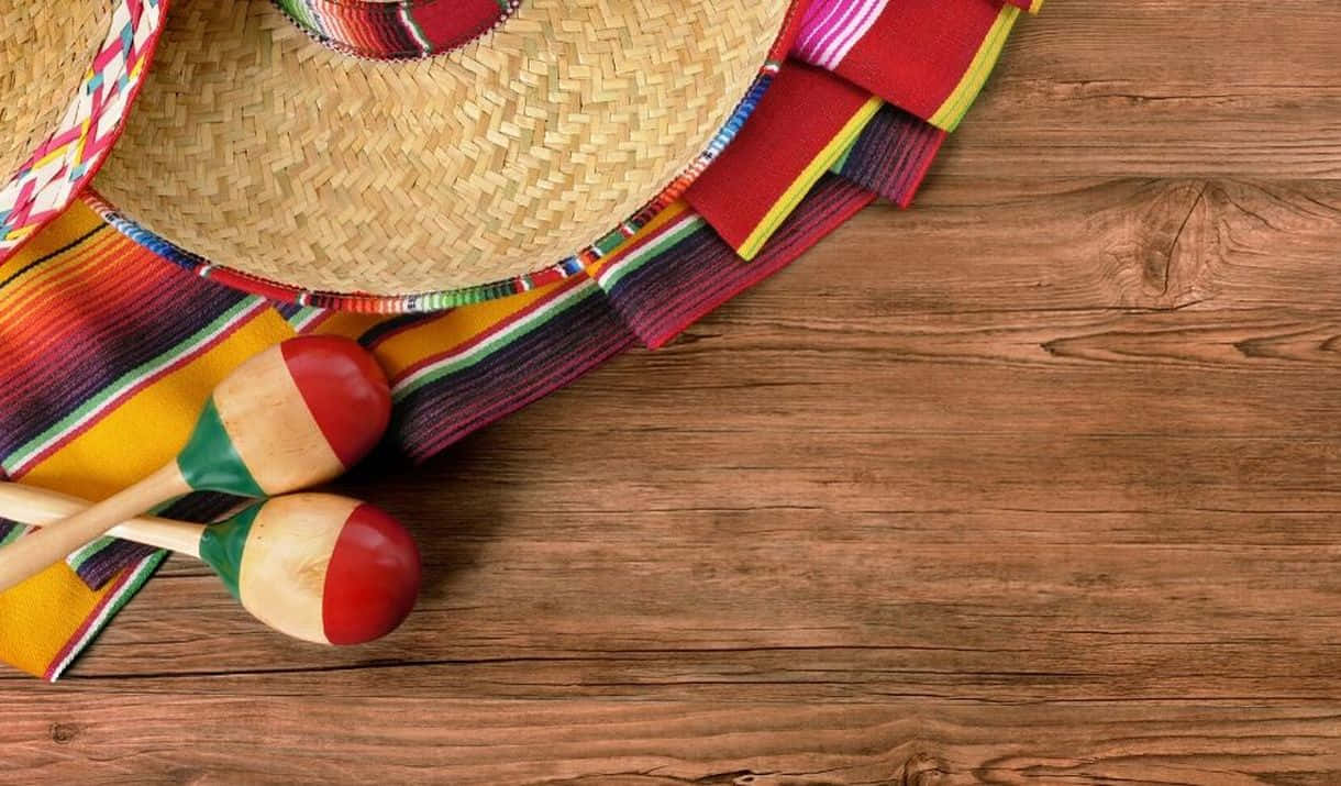 Mexican Objects On Table Cinco De Mayo Background