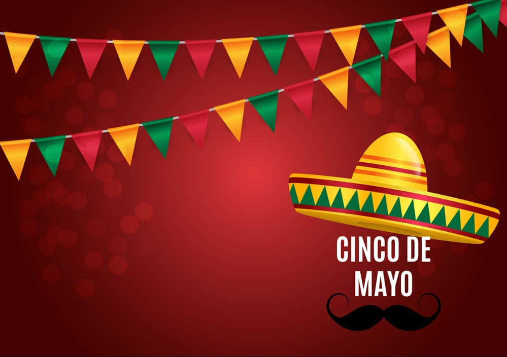 Red Aesthetic Cinco De Mayo Background With Mustache Background