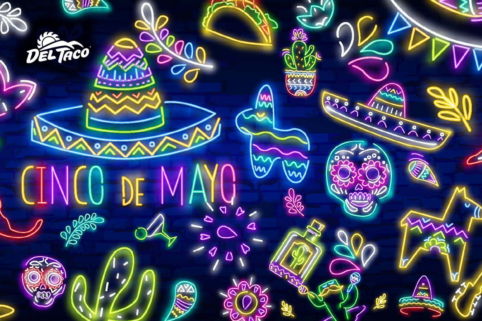 Neon Line Art Cinco De Mayo Background