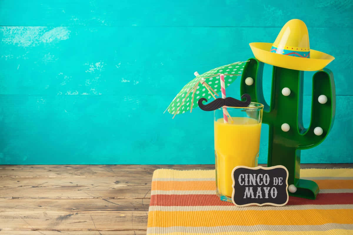 Orange Juice And Cactus Cinco De Mayo Background