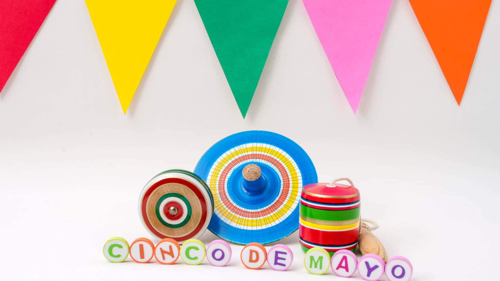 A Colorful Banner With The Words Cinco De Mayo Wallpaper