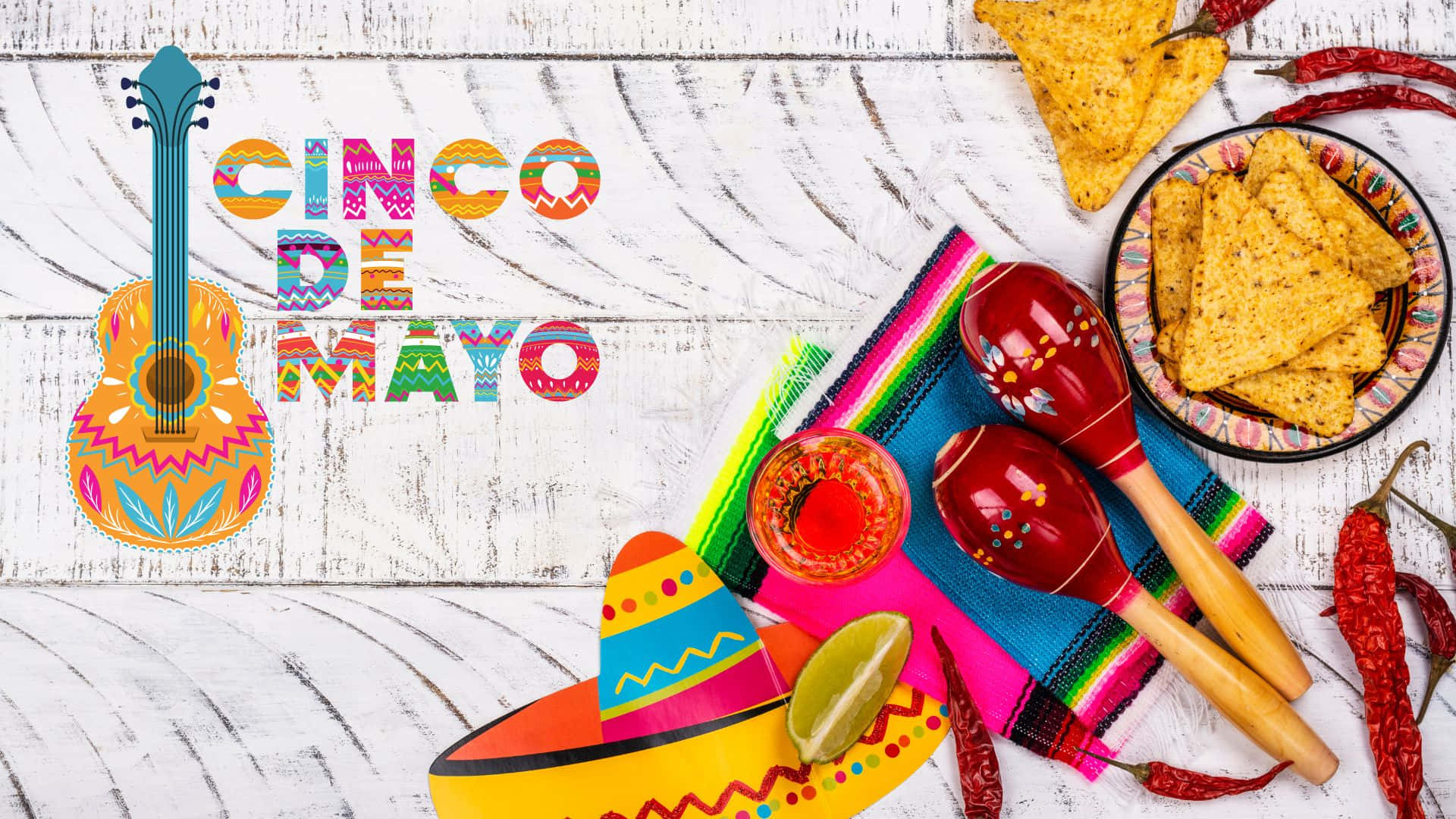 Fejrcinco De Mayo Med Farverige Dekorationer. Wallpaper