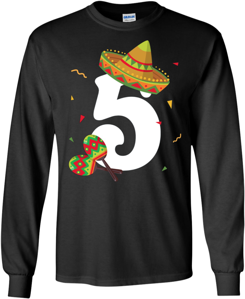 Cincode Mayo Themed Number5 Long Sleeve Shirt PNG