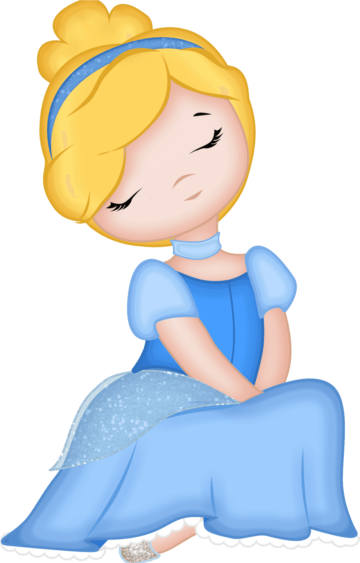 Cinderella Animated Character Sitting PNG