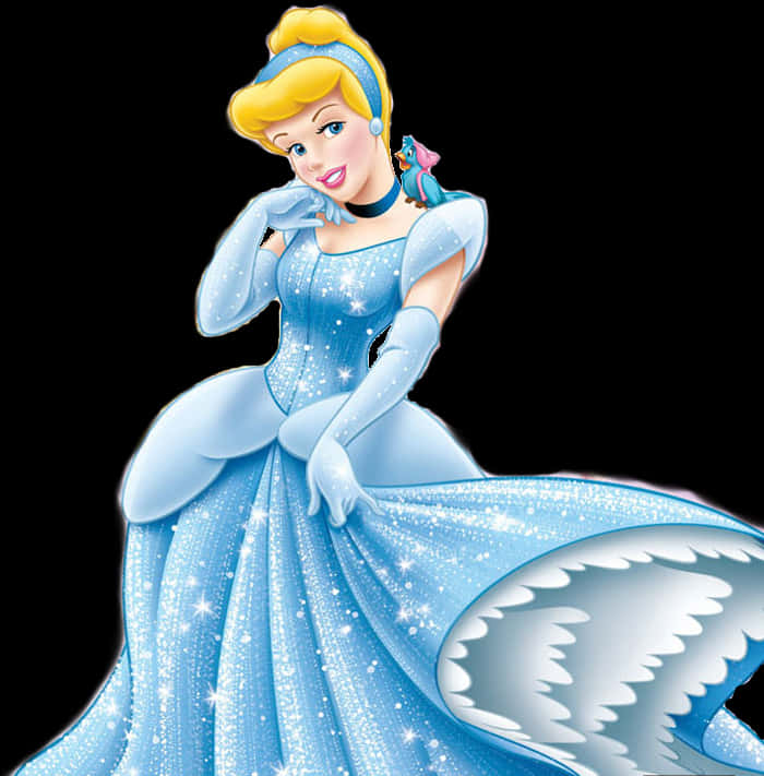 Cinderella Blue Gown Glitter PNG