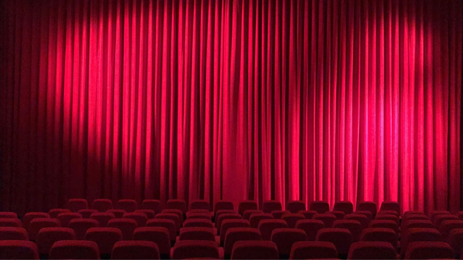 Cinema Rode Gordijnen Podium Zittingen Achtergrond