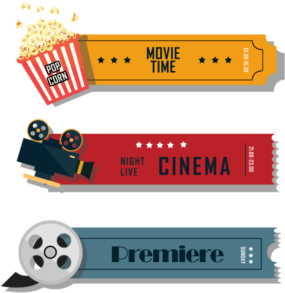 Cinema Ticket Design Elements PNG