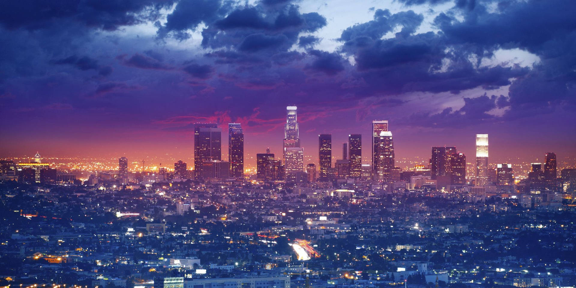 HD wallpaper skyline photography light trails Los Angeles city lights   Wallpaper Flare