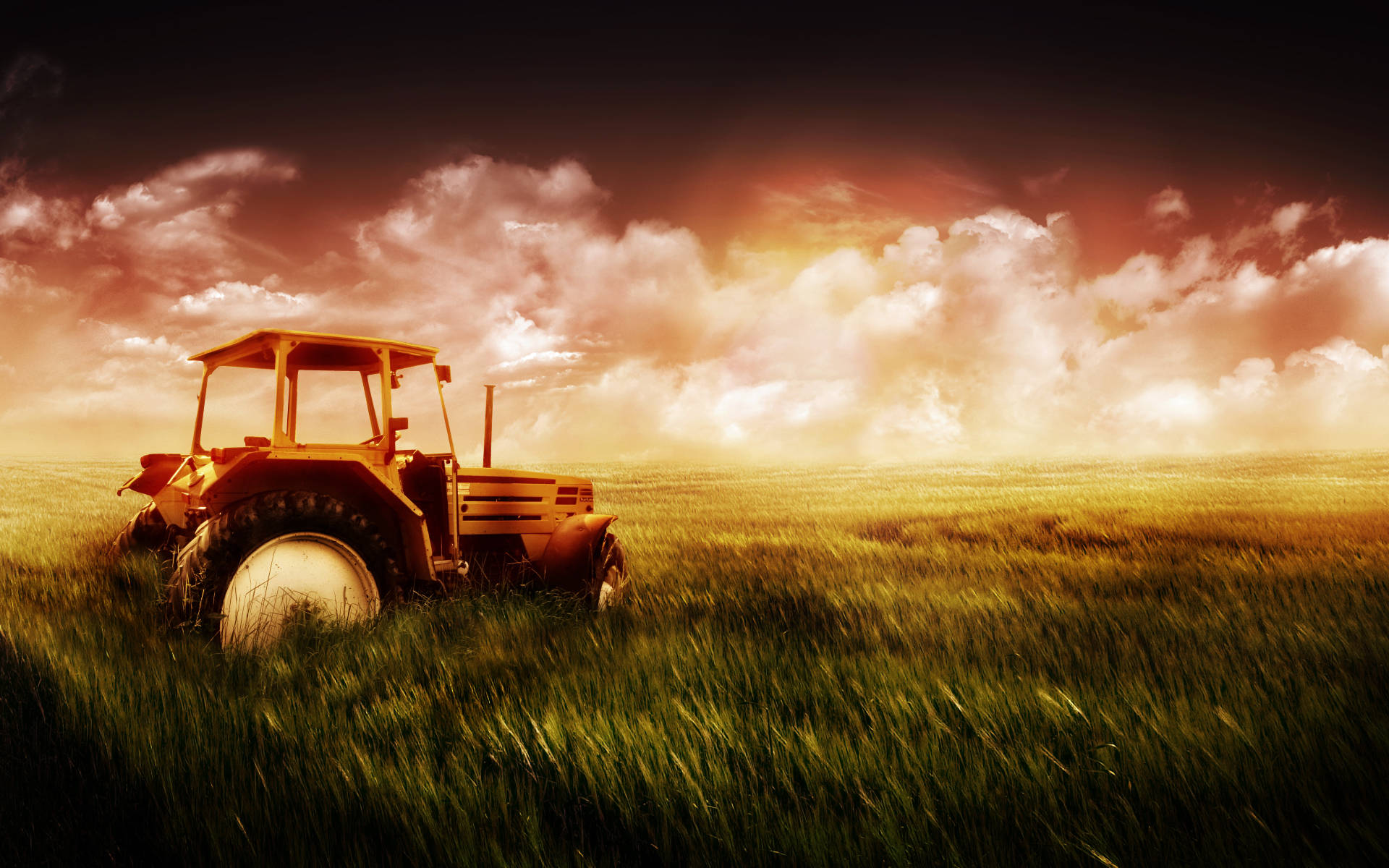 Cinematic Tractor On The Field Wallpaper